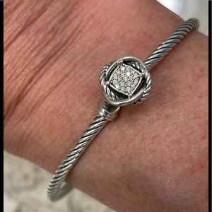 David Yurman Sterling Silver 3mm Infinity Pave Diamond Bracelet